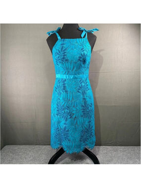 Lilly Pulitzer Dress 2 Kayleigh Shift Lace Tie Straps Coquette Coastal Teal